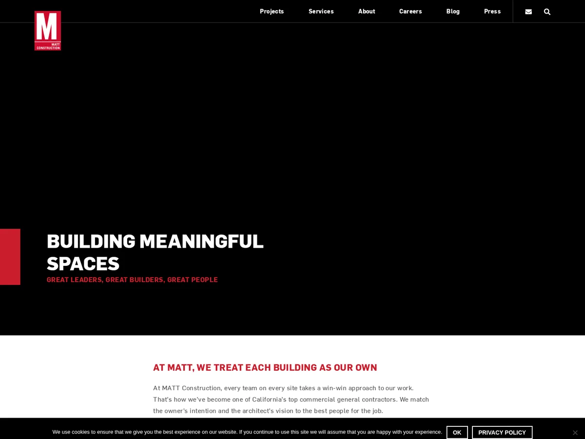 Matt Construction website screenshot