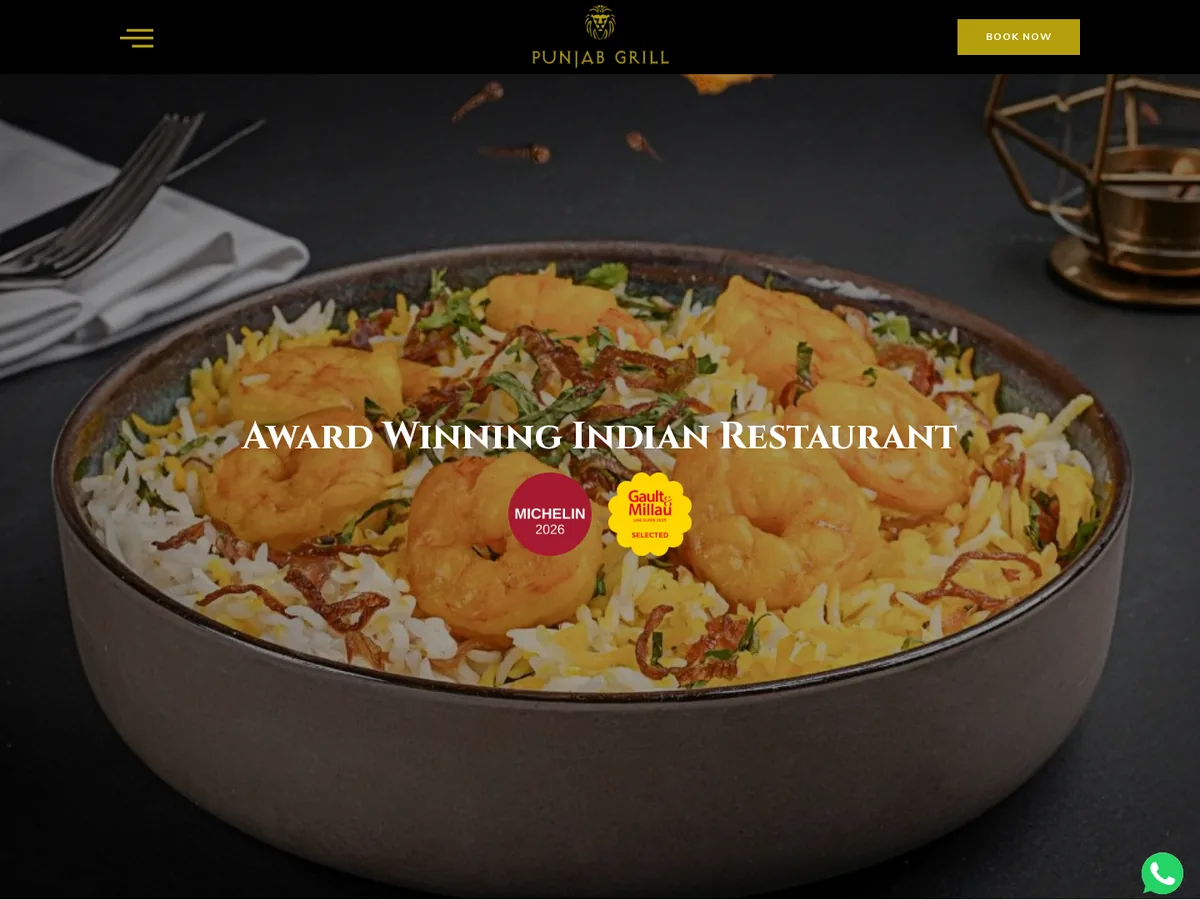 Punjab Grill website screenshot